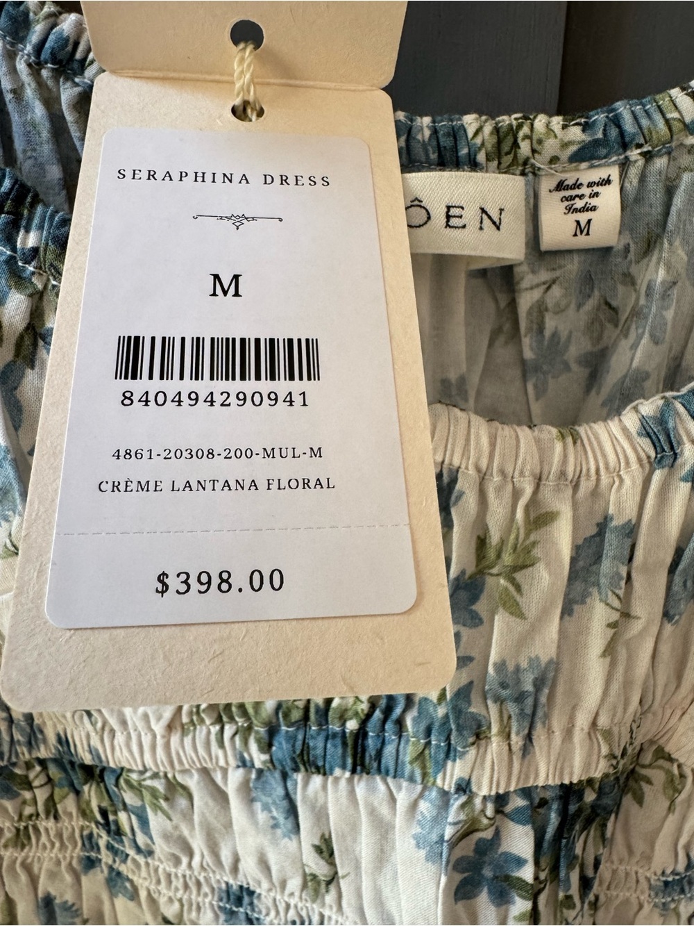 Doen Cream Maxi Dress with Blue and Green Floral Print - Picture 6 of 10